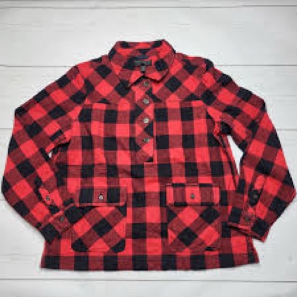 J. Crew Red and Black Plaid Women's Top - Picture 4 of 5